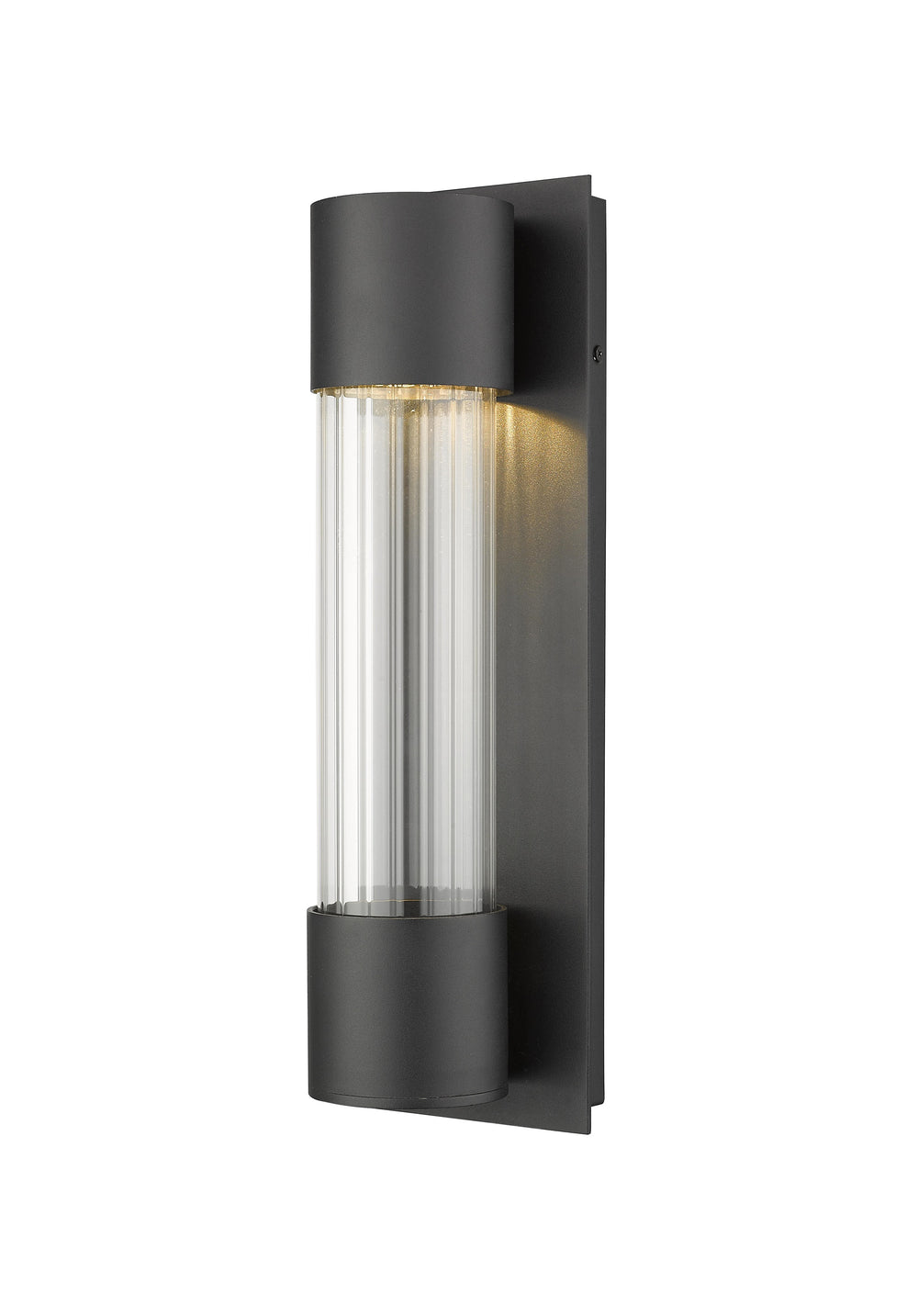 Striate 1 Light Outdoor Wall Sconce in Black Finish
