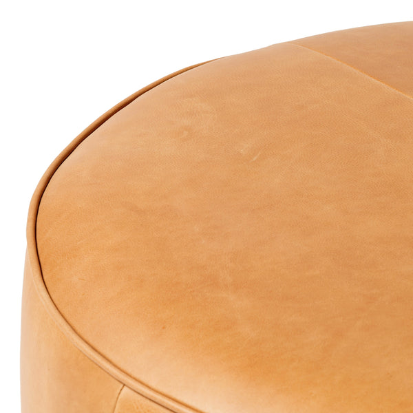 Sinclair Large Round Ottoman In Bttrscotch