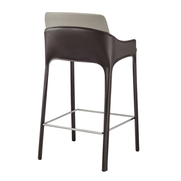 Stella Faux Leather Counter Stool, Taupe/Dark Brown