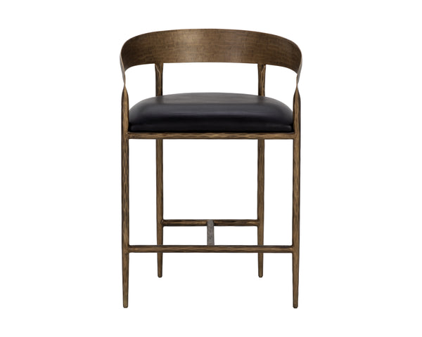 ZANATTA COUNTER STOOL - CHARCOAL BLACK LEATHER