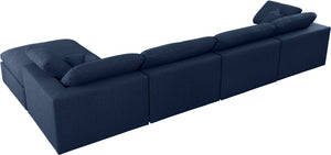Carmen Cloud Modular Sectional In Navy Linen Fabric