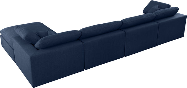Carmen Cloud Modular Sectional In Navy Linen Fabric
