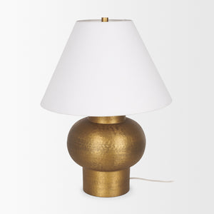 Salaah Antique Gold Brushed Metal w/ Cream Shade Table Lamp