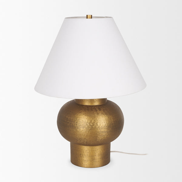 Salaah Antique Gold Brushed Metal w/ Cream Shade Table Lamp