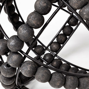 Earnhardt I Small 9L x 9W Black Wooden Beaded Orb