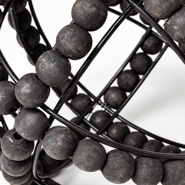 Earnhardt I Small 9L x 9W Black Wooden Beaded Orb