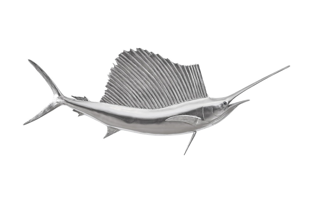 Sail Fish Wall Sculpture, Silver Leaf