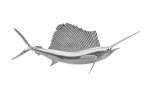 Sail Fish Wall Sculpture, Silver Leaf