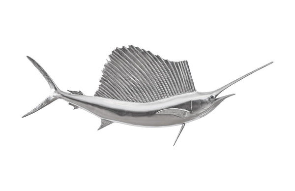 Sail Fish Wall Sculpture, Silver Leaf