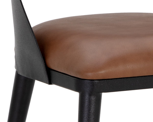 DEZIRAE DINING CHAIR - BLACK - COGNAC LEATHER