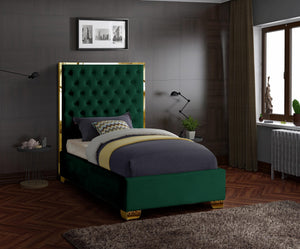 Jared Twin Bed In Green Velvet