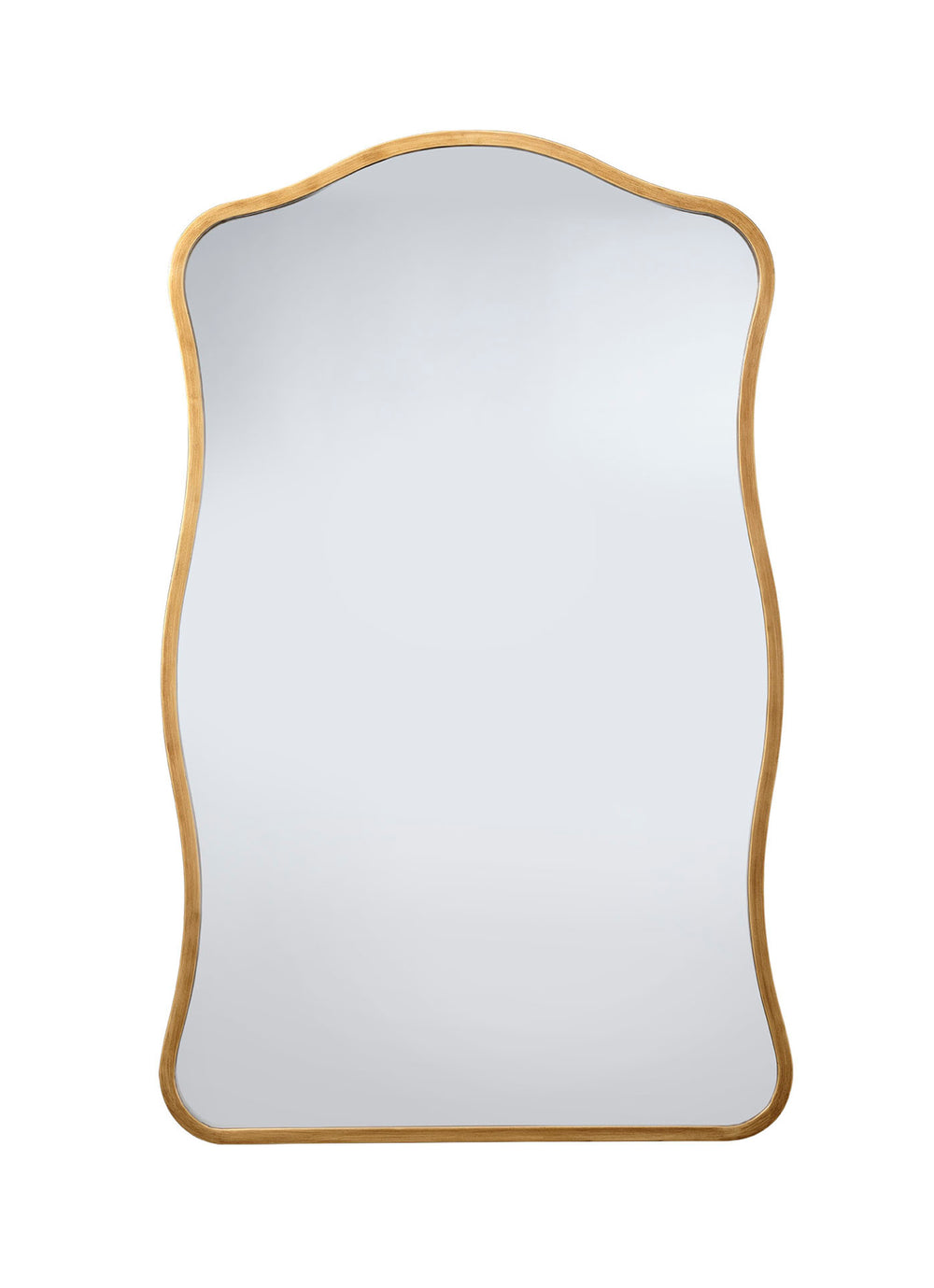 Aurora Wavy Iron Wall Mirror, Antique Brass