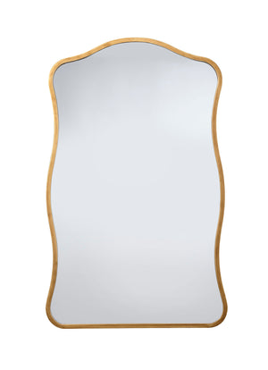 Aurora Wavy Iron Wall Mirror, Antique Brass