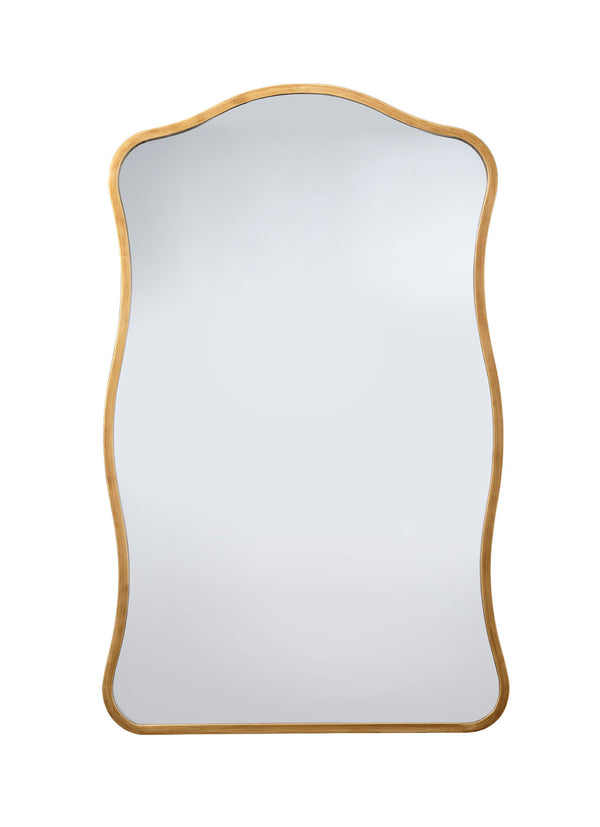Aurora Wavy Iron Wall Mirror, Antique Brass