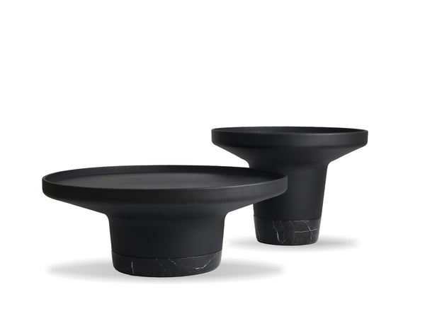 SPACER Coffee Table in matte black PC aluminum/black marble base