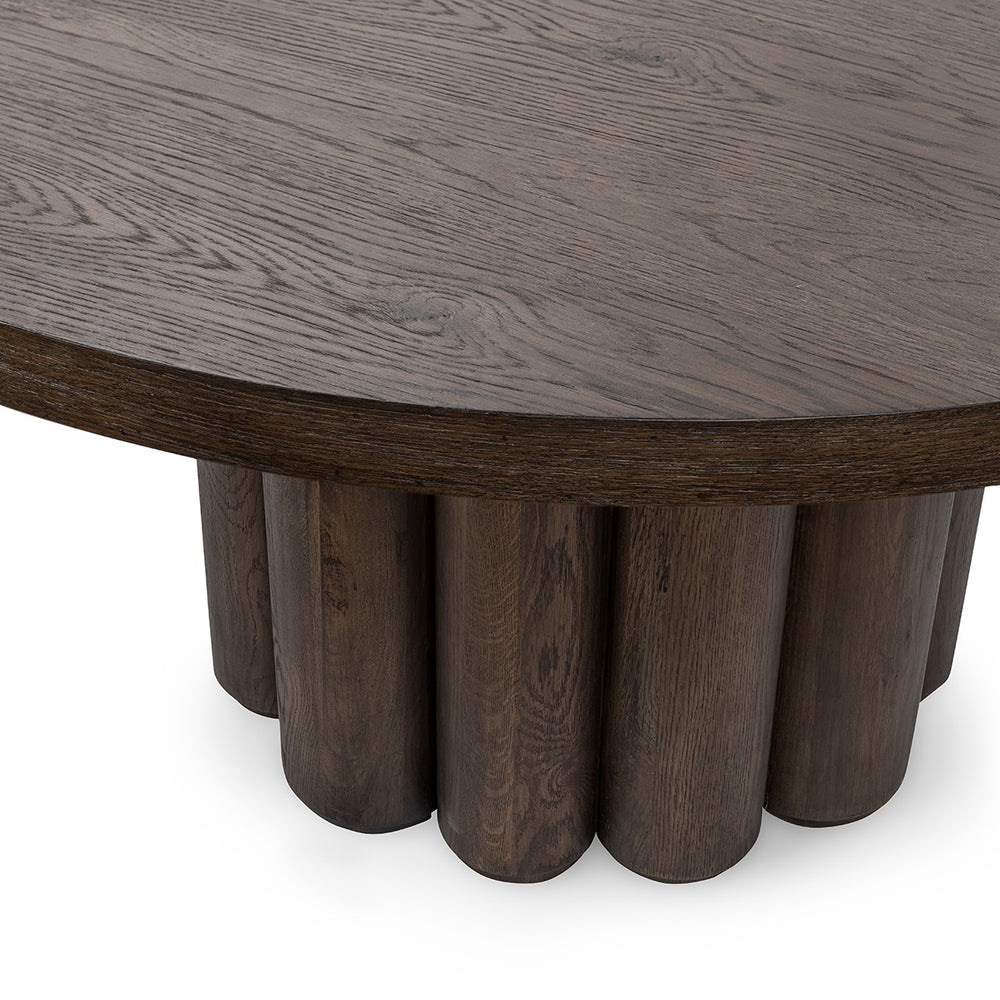 Tiber Solid Wood Round Dining Table, Cream Washed/Toasted Brown, 55"