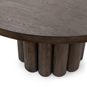 Tiber Solid Wood Round Dining Table, Cream Washed/Toasted Brown, 55"