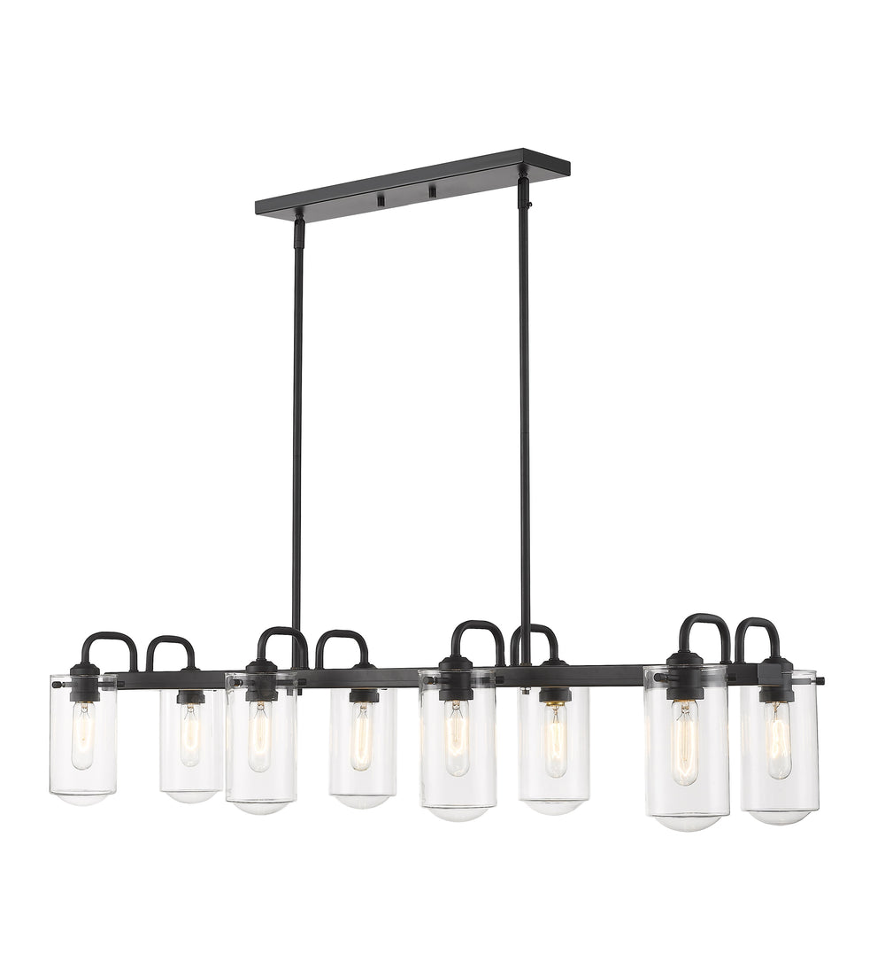 Delaney 8 Light Island/Billiard in Matte Black Finish