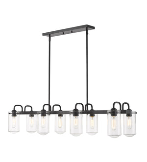 Delaney 8 Light Island/Billiard in Matte Black Finish