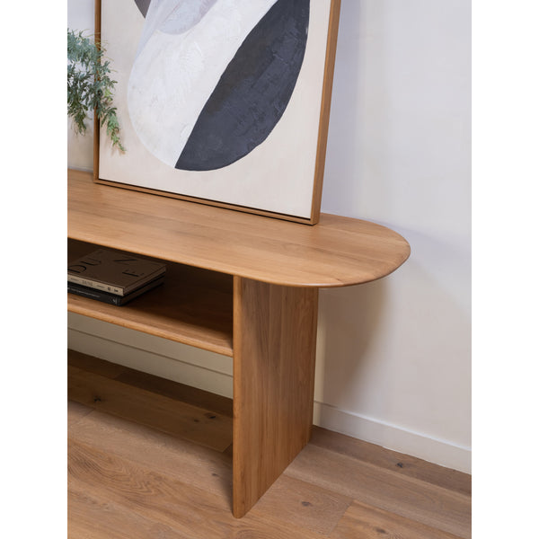 Ruby Console Table with Solid Oak and Open Shelf
