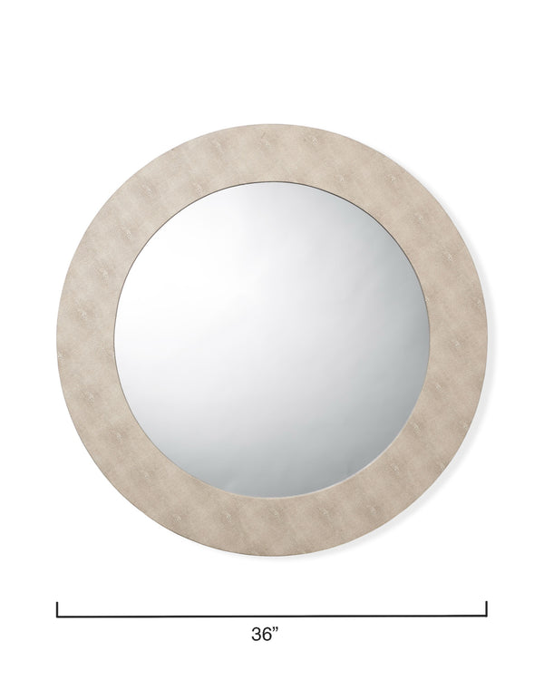 Chester Shagreen Round Mirror, Ivory