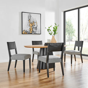Kylo PU/ Fabric Dining Side Chair, Borneo Black/Meridien Gray