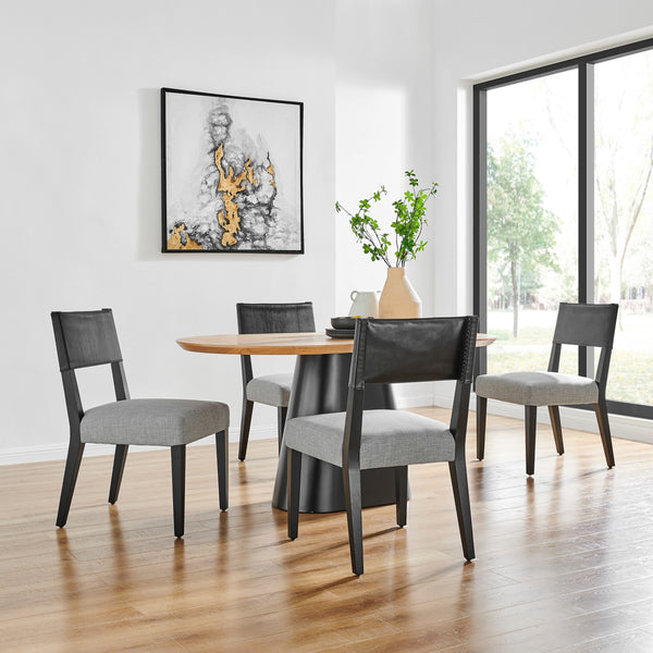 Kylo PU/ Fabric Dining Side Chair, Borneo Black/Meridien Gray