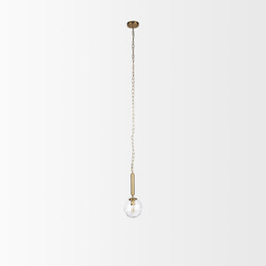 Britton Gold Metal w/ Clear Glass Globe 1-Light Pendant Light