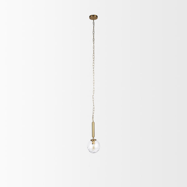 Britton Gold Metal w/ Clear Glass Globe 1-Light Pendant Light