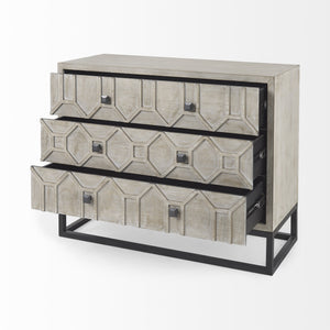 Genevieve I 39L x 16W Light Brown Fir Veneer 3 Drawer Accent Cabinet