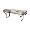 Jessie 55L x 16W White/Gray Hair-On-Hide Seat W/Gold Metal Base Accent Bench