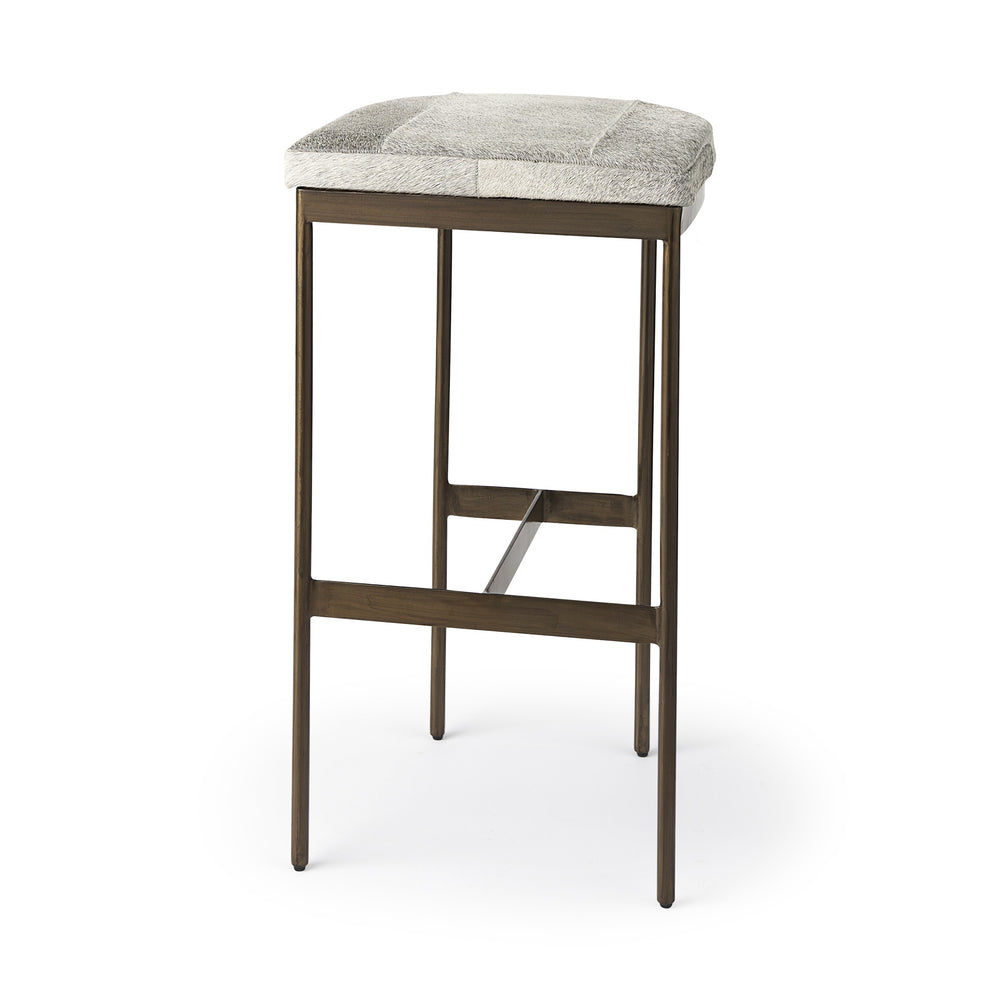 Millie 16.75 X 17.75 X 30 Hair-on-hide Seat W/ Gold Frame Bar Stool
