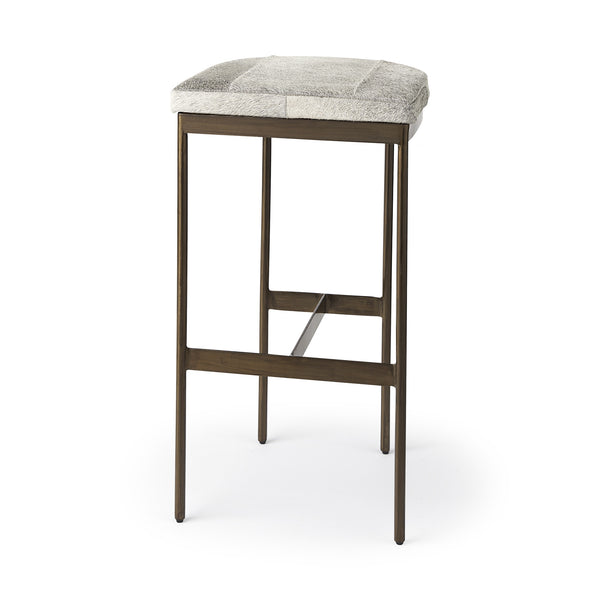 Millie 16.75 X 17.75 X 30 Hair-on-hide Seat W/ Gold Frame Bar Stool