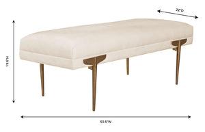Brno White Waived Velvet Bench