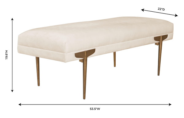 Brno White Waived Velvet Bench