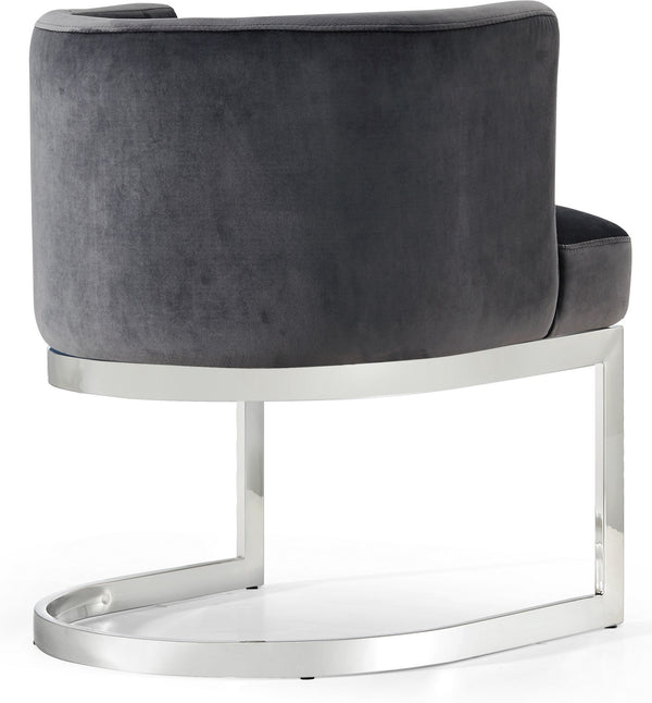 Donna Dining Chair In Grey Velvet and Chrome