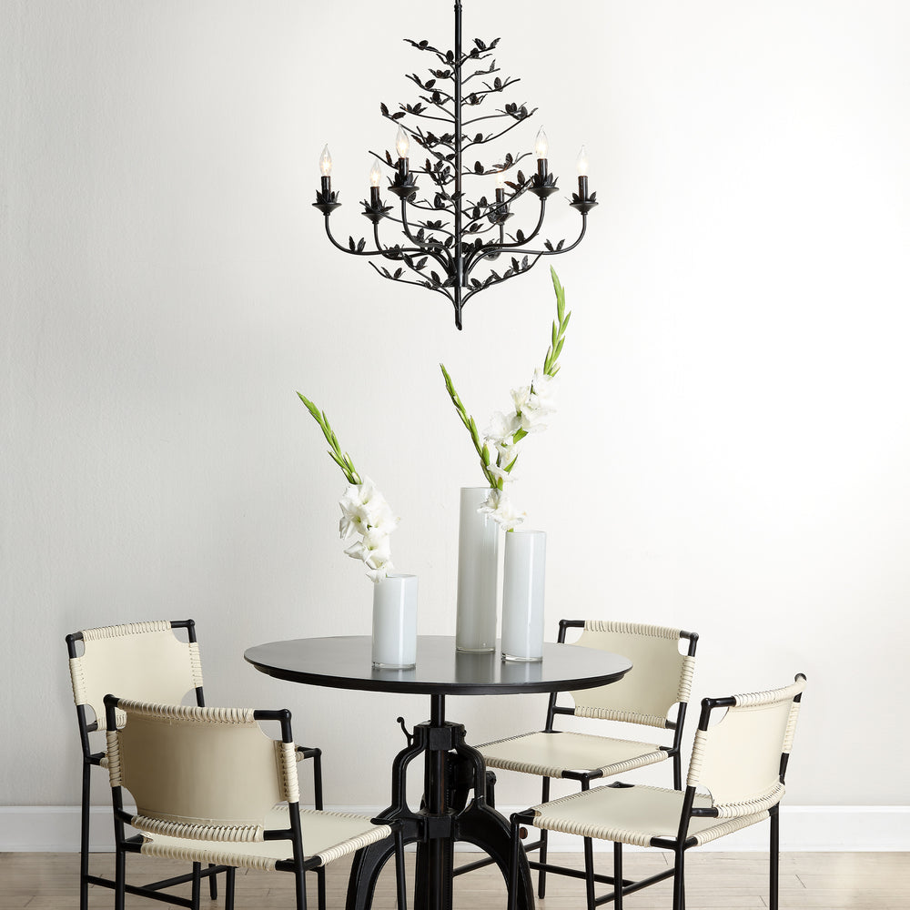 Blooming Iron 6-Light Chandelier, Black