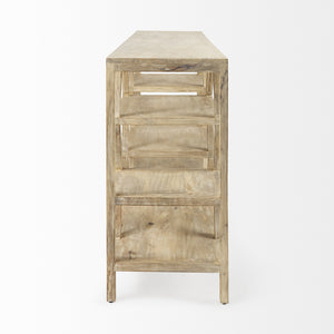 Dayton II 66L x 16W Natural Wooden Multi-Level Shelf Console Table