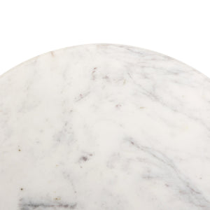 Cyprus End Table - Veined White Marble Solid