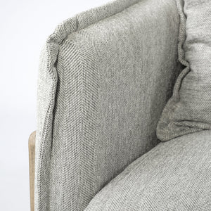 Roy II Frost Gray Upholstered and Brown Wood Frame Arm Chair