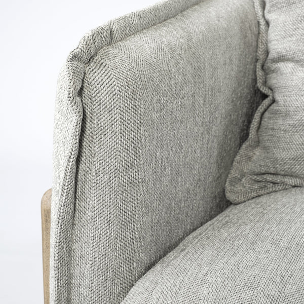 Roy II Frost Gray Upholstered and Brown Wood Frame Arm Chair