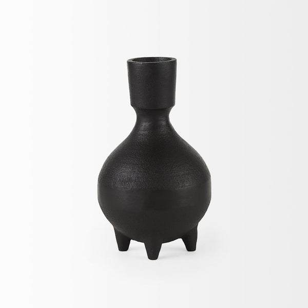 Cyrus Black Spherical Vase W/ Flute Decorative Object