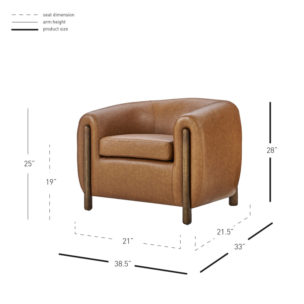 Cordelia PU Accent Arm Chair, Vintage Cider