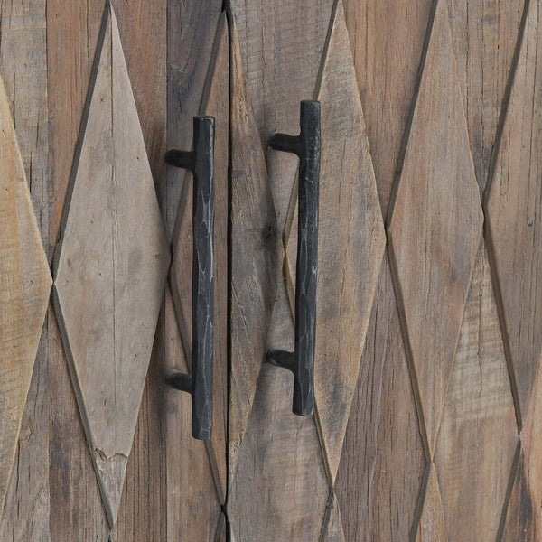 Anton Solid Wood 4Dr Cabinet in Black-Natural Finish