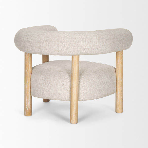 Gianna Open Back Light Brown Wood w/ Oatmeal Fabric Accent Chair