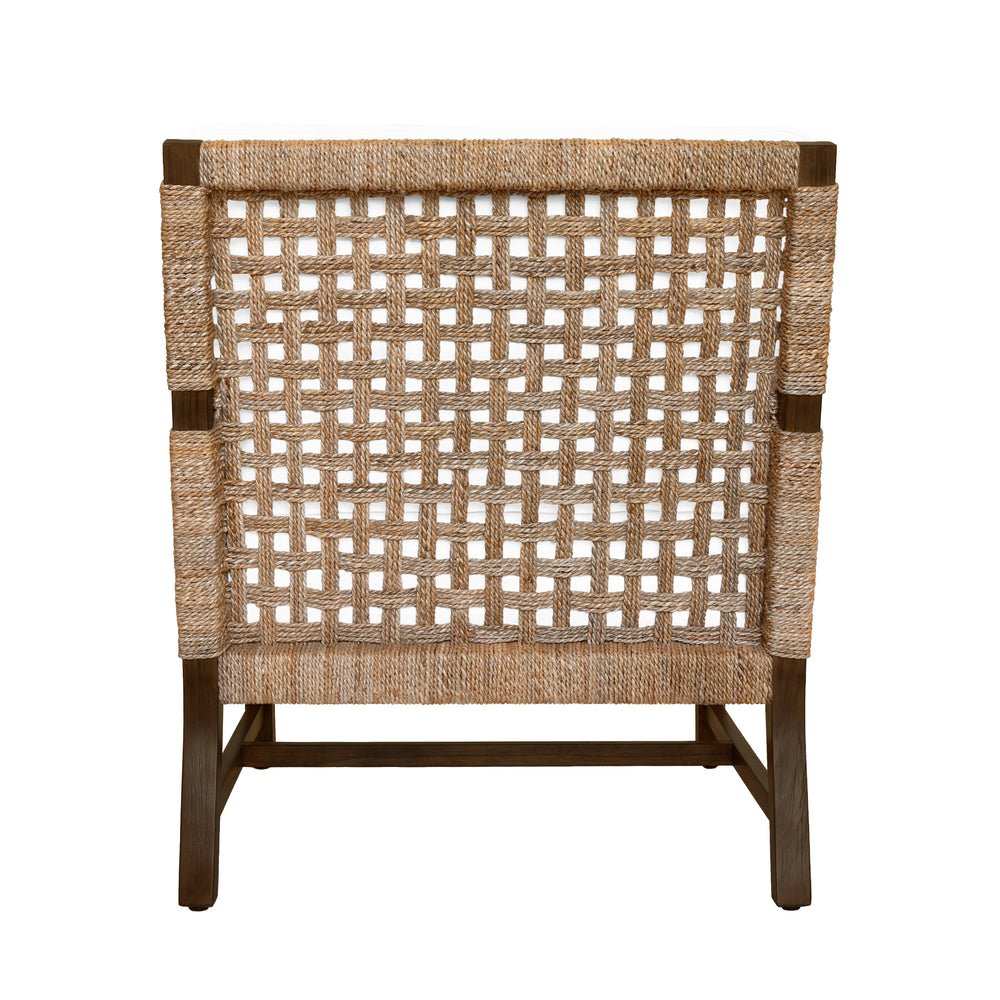 CLUB CHAIR WITH WOVEN SEAGRASS DETAIL AND IVORY LINEN CUSHION