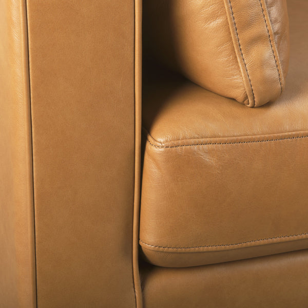 Elton  87.8L x 37.8W x 34.6H Tan Leather Sofa