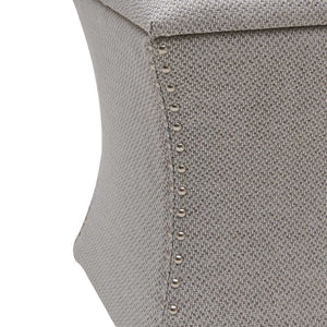 Amelia Fabric Nailhead Tufted Storage Ottoman In Cardiff Gray