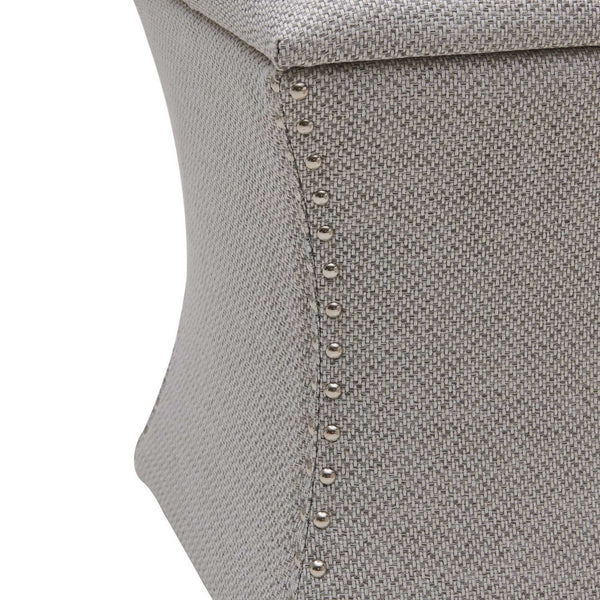 Amelia Fabric Nailhead Tufted Storage Ottoman In Cardiff Gray