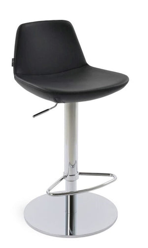 Pera Piston Adjustable Stool in Black Leatherette
